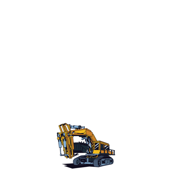 Excavator model alb pe tricou