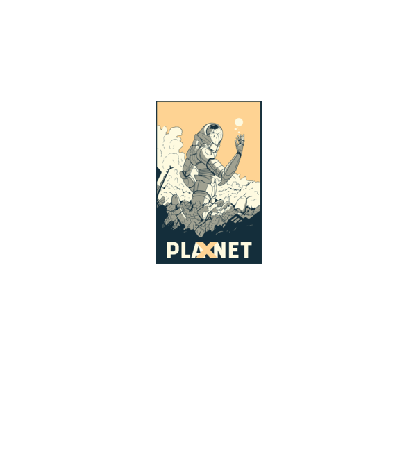 Planet X model alb pe tricou