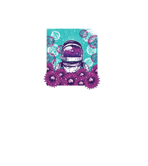 Floral Astronaut model negru pe tricou