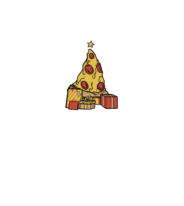 Pizza pom de Crăciun model gri pe tricou