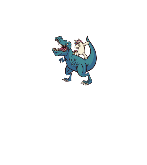 Unicorn DAB T-rex model roz pe tricou