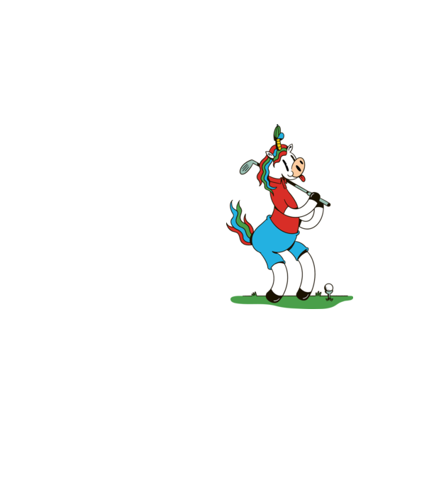 Unicorn jucător de golf model galben neon pe tricou