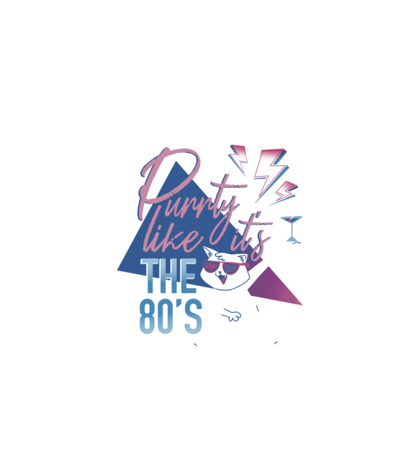 'Purrty Like it''s the 80''s' model negru pe tricou