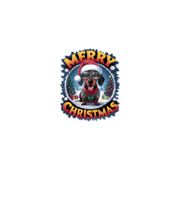 Merry Christmas Teckel model alb pe tricou
