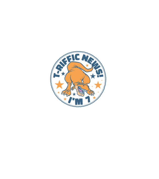 'T-rex Terrific news i''m 7' model albastru deschis pe tricou
