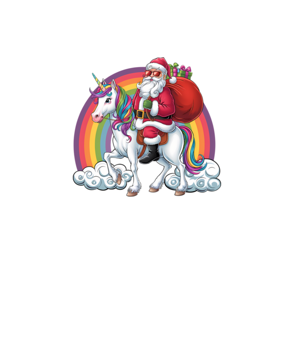 Moș Crăciun cool pe un unicorn 2 model negru pe tricou