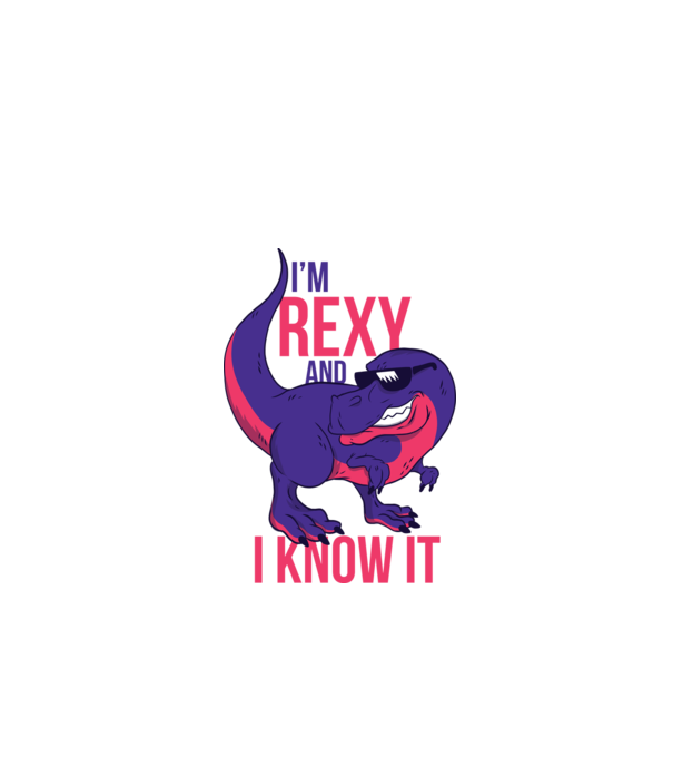 'I''m Rexy and I know it - tricou dinozaur amuzant' model alb pe tricou