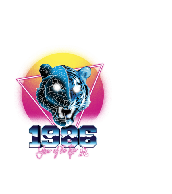 1986 Year of the Tiger model negru pe tricou