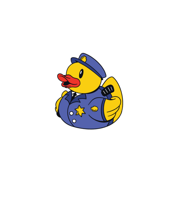 Rățușcă de cauciuc Polițist model albastru deschis pe tricou
