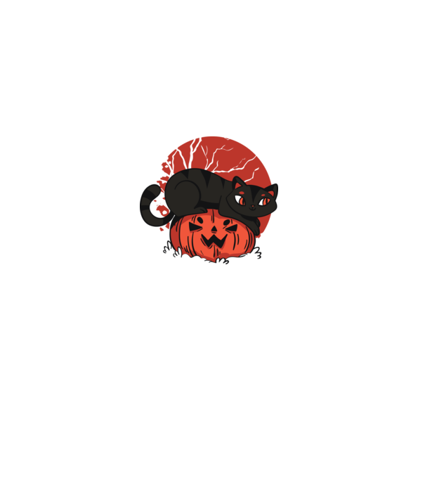 Pisică pe dovleac Halloween model negru pe tricou