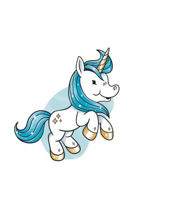 Unicorn drăguț model albastru închis pe tricou