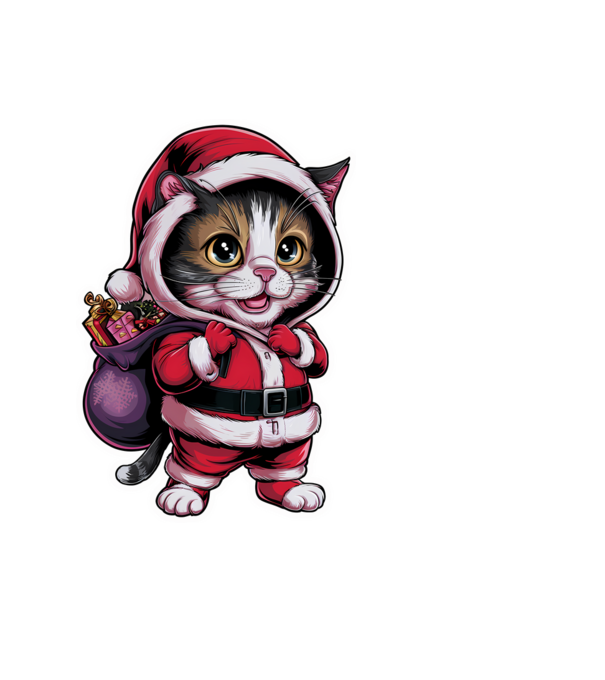 Santa Cat model negru pe tricou