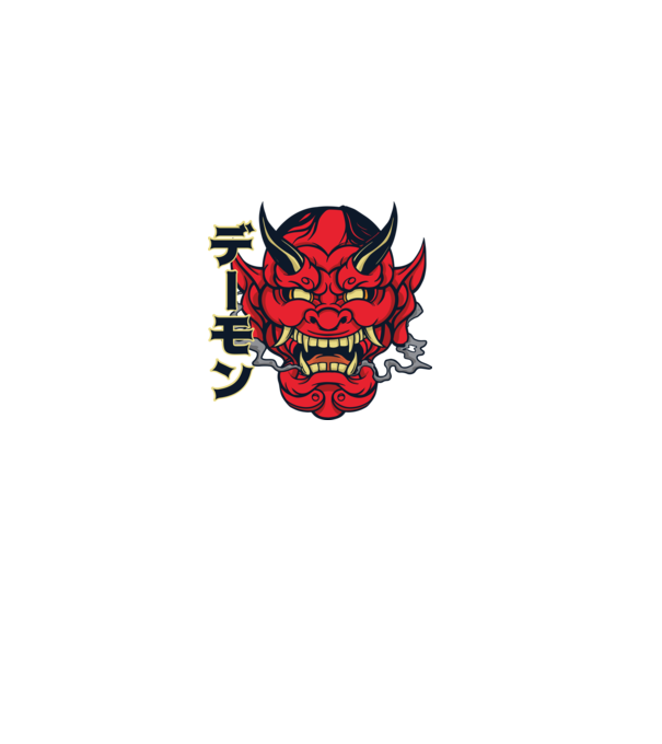 Mască demon chinez model roz deschis pe tricou