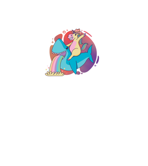 Unicorn pe rechin model negru pe tricou