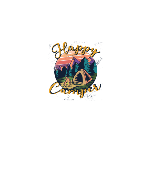 Happy Camper tricou camping model alb pe tricou