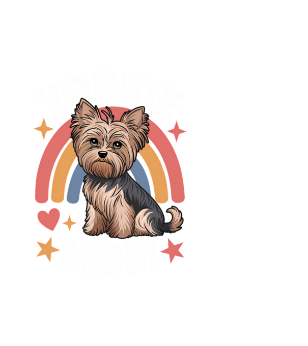 Yorkie Mom Negru model alb pe tricou