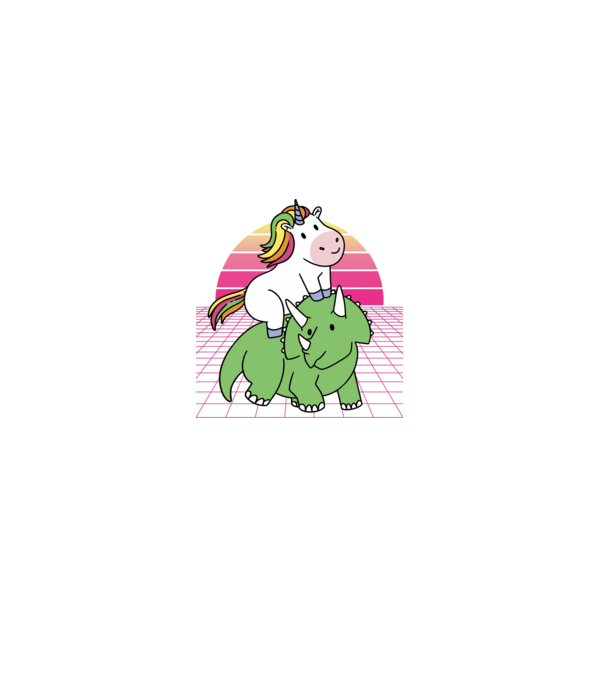 Unicorn pe dinozaur retro model negru pe tricou
