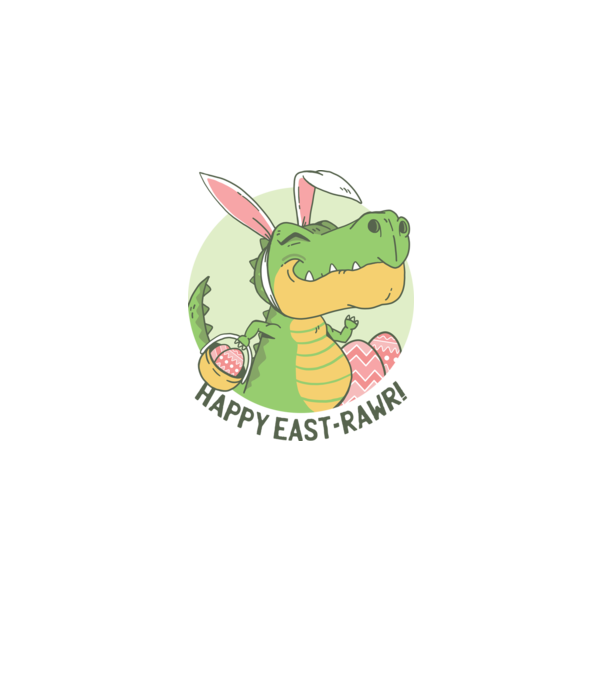 Paște Fericit tricou cu dinozaur model alb pe tricou