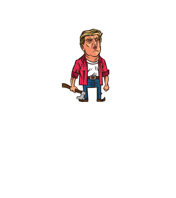 Trump tăietor de lemne model alb pe tricou