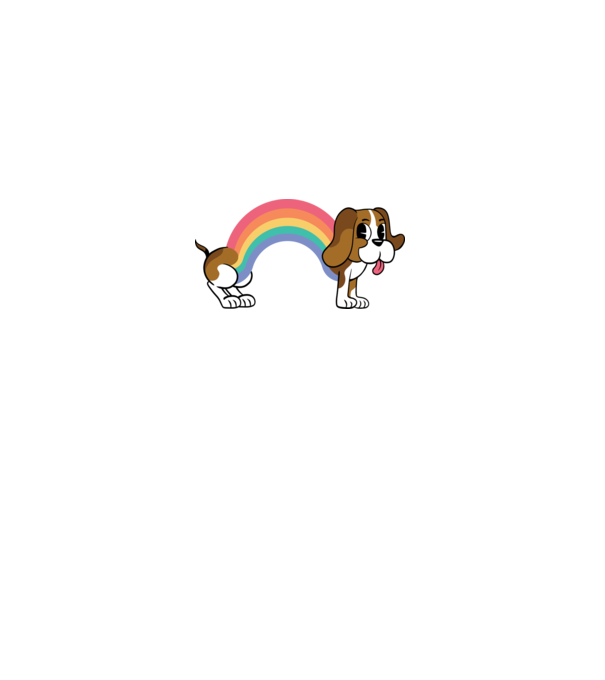 Beagle curcubeu model alb pe tricou