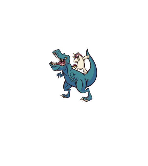 Unicorn DAB T-rex model gri pe tricou
