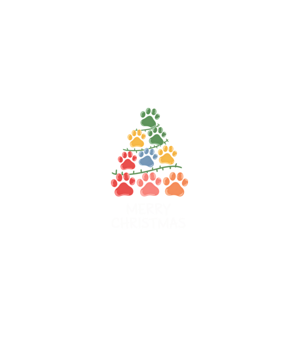 Merry Christmas Paws Negru model negru pe tricou