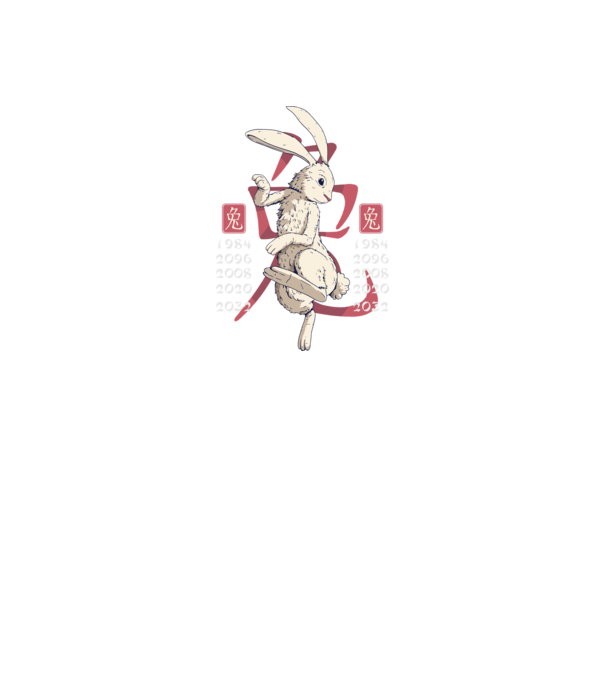 Year of the Rabbit model negru pe tricou