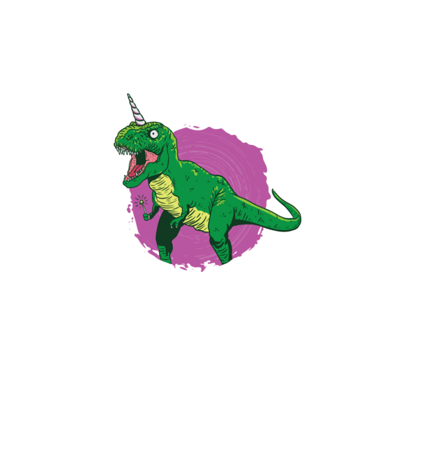 T-rex unicorn model turcoaz pe tricou