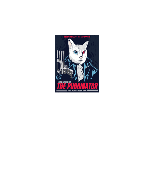 The Purrinator Pisică model turcoaz pe tricou