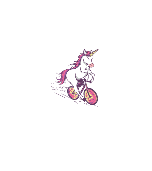 unicorn cu bicicletă model alb pe tricou