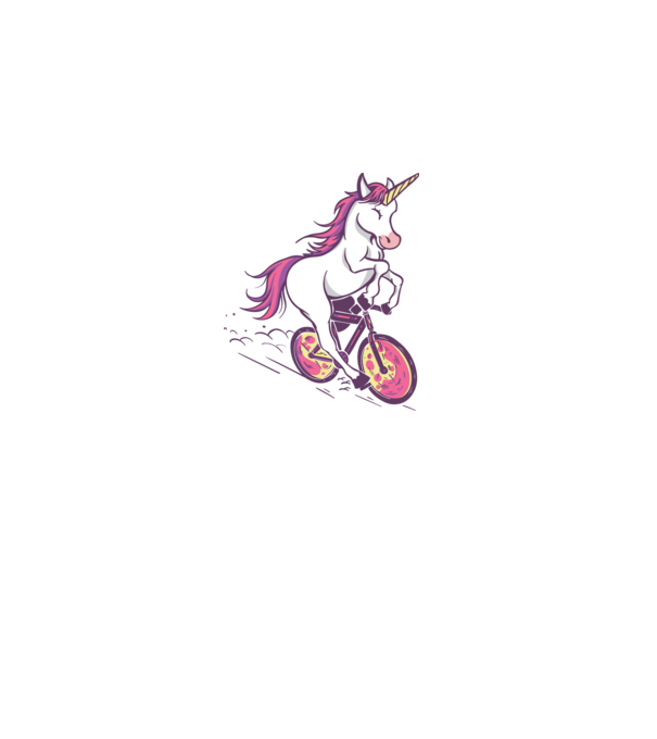 unicorn cu bicicletă model alb pe tricou