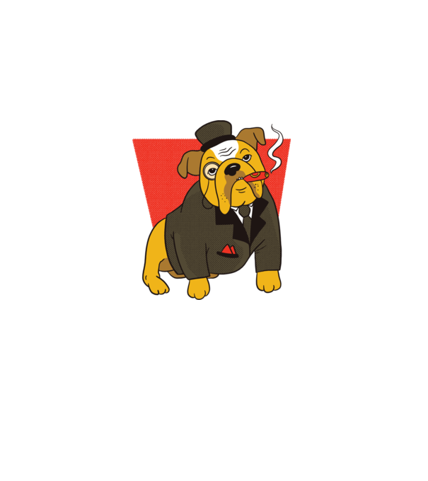 Bulldog englezesc cu trabuc model negru pe tricou