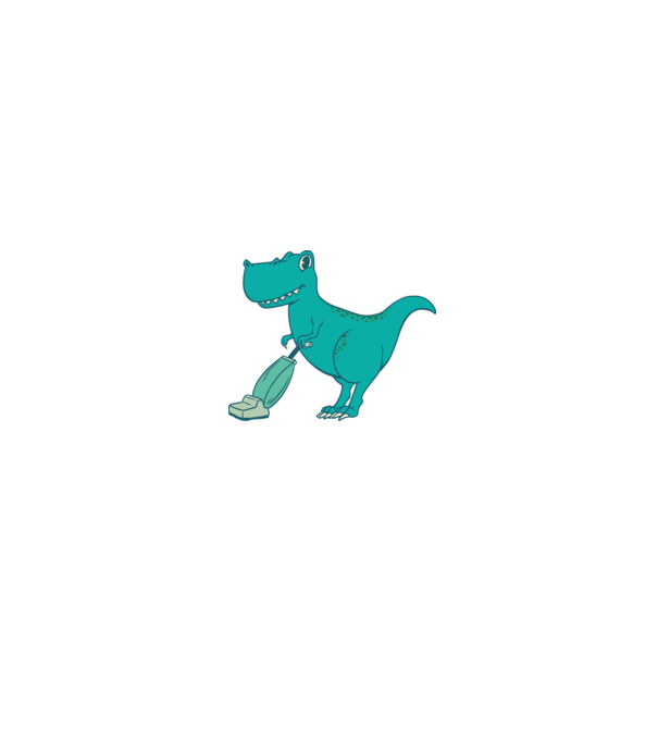 T-rex făcând curățenie model alb pe tricou