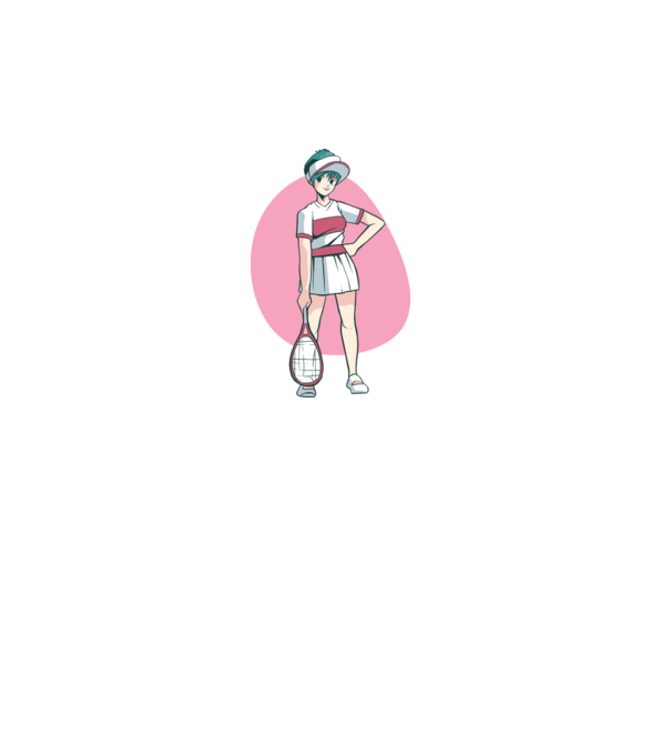 Anime Jucător de tenis fată model alb pe tricou