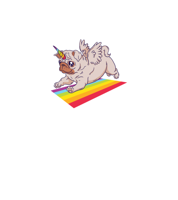 Mops unicorn model turcoaz pe tricou