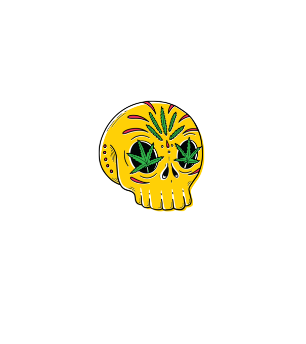 Marijuana Craniu model negru pe tricou