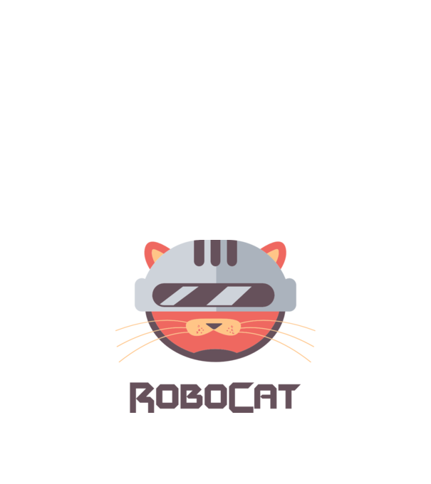 Robocat model negru pe tricou