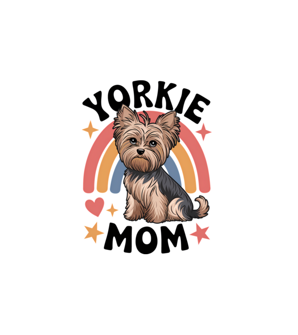 Yorkie Mom Alb model alb pe tricou