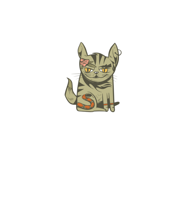 Pisoi tatuat model alb pe tricou