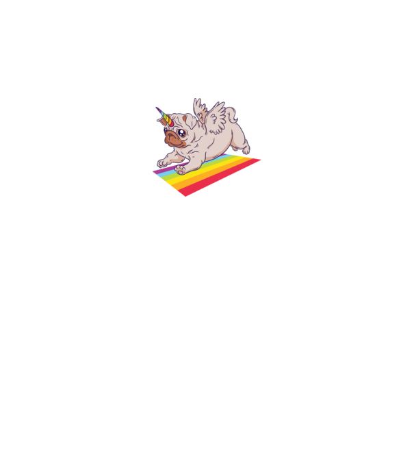 Mops unicorn model negru pe tricou