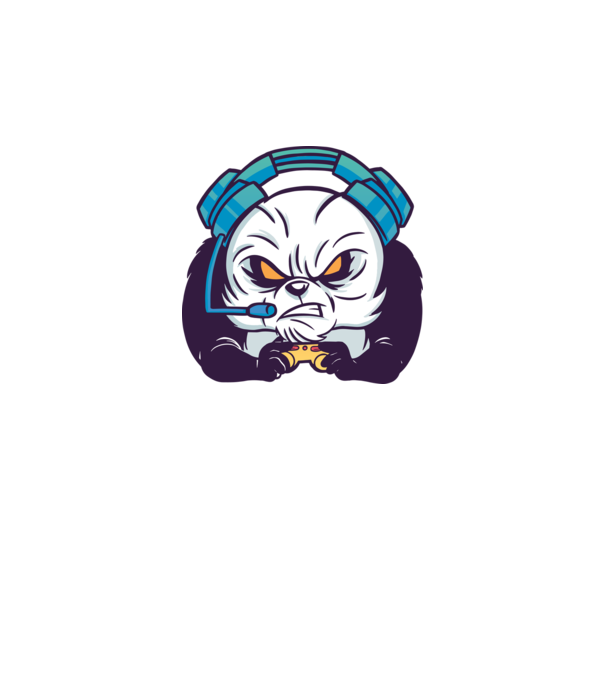 Gamer Panda model alb pe tricou