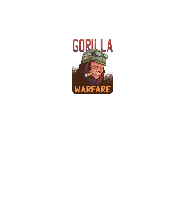 Gorilla Warfare model alb pe tricou