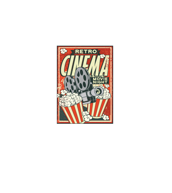 Afiș cinema retro model gri pe tricou