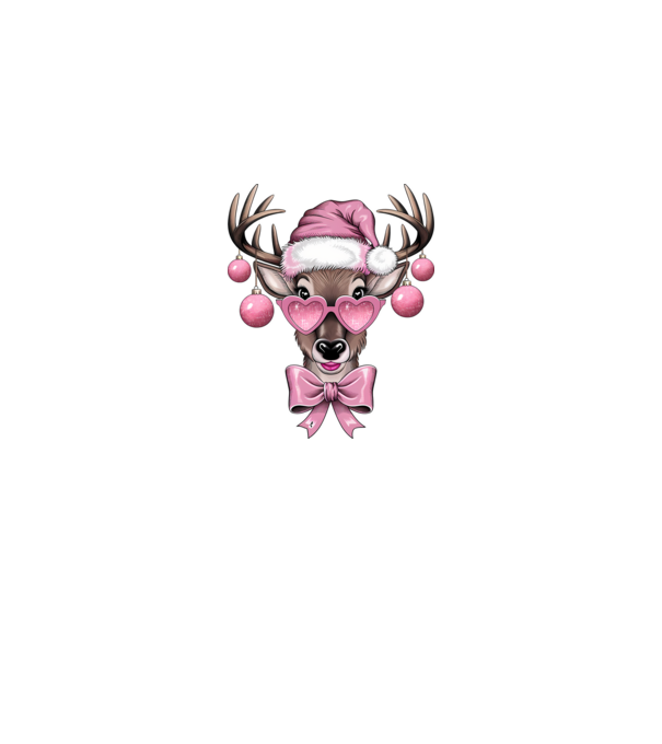 Pink Xmas Reindeer model alb pe tricou