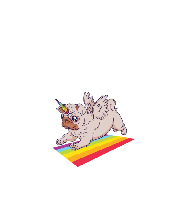 Pugicorn - mops unicorn model albastru închis pe tricou