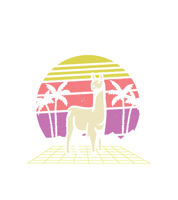 Lama Retro model alb pe tricou