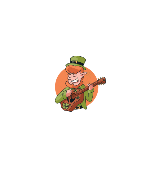 Chitarist Leprechaun irlandez St Patrick model negru pe tricou