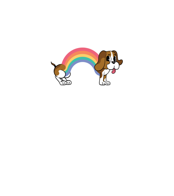 Beagle curcubeu model alb pe tricou
