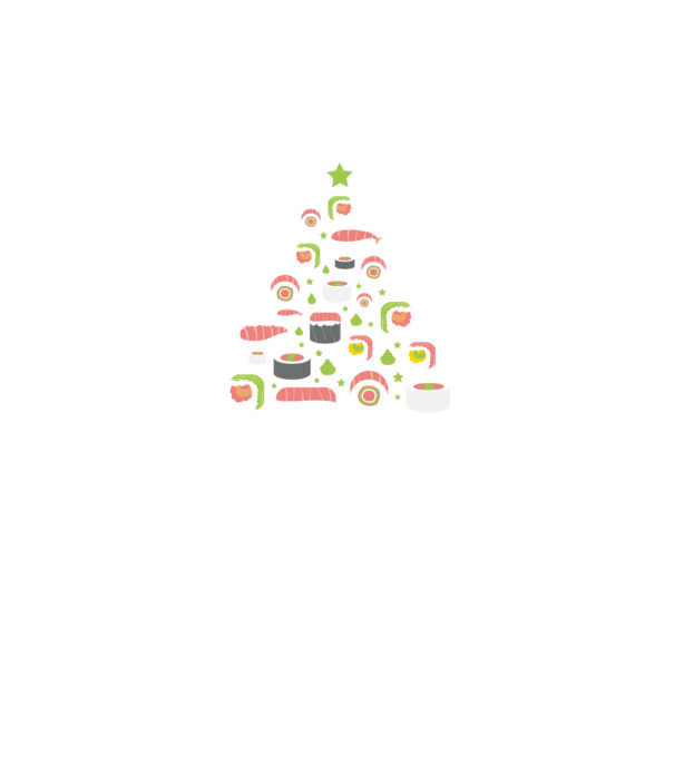 Pom de Crăciun Sushi model gri închis pe tricou