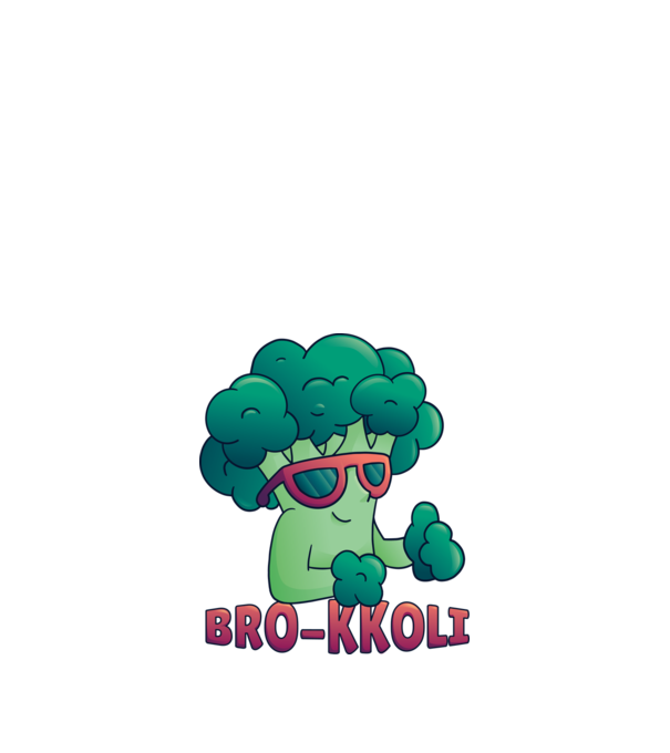 Broccoli model alb pe tricou